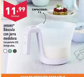 ALDI AMBIANOⓇ Báscula con jarra medidora Con pantalla LCD. Incluye pilas. oferta