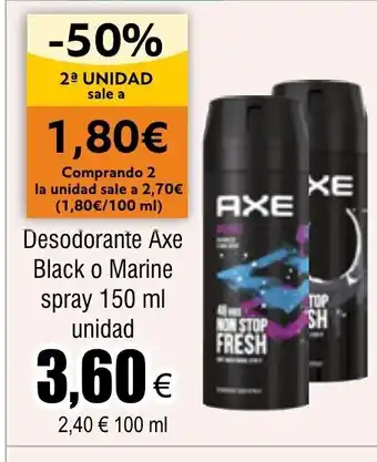 FROIZ Desodorante Axe Black o Marine spray 150 ml unidad oferta
