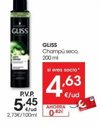 Eroski Gliss champú seco 200 ml oferta
