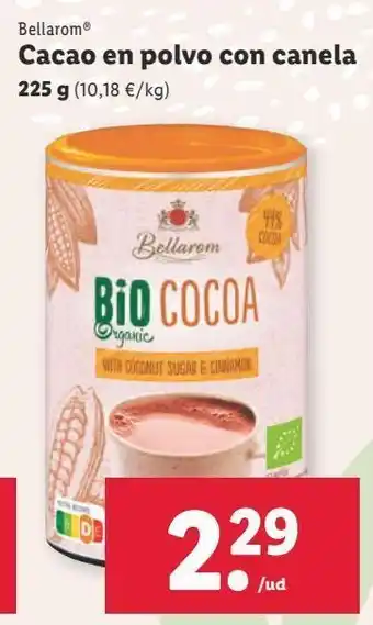 Lidl Cacao en polvo bellarom oferta