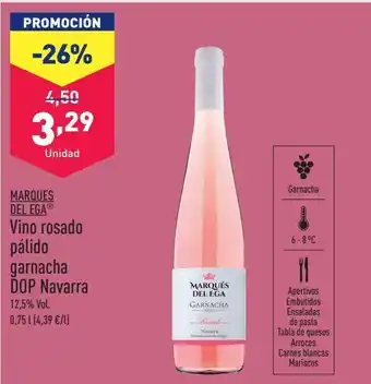 ALDI Vino rosado pálido garnacha dop navarra marques de ega oferta