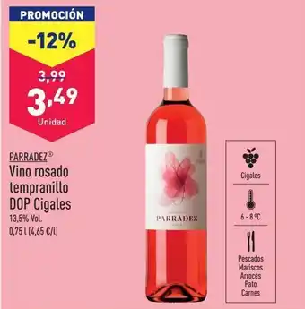 ALDI Vino rosado tempranillo dop cigales parradez oferta