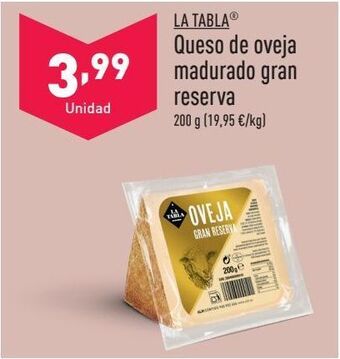 ALDI Queso de oveja madura gran reserva la tabla oferta