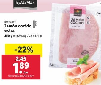 Lidl Jamón cocido extra realvalle oferta