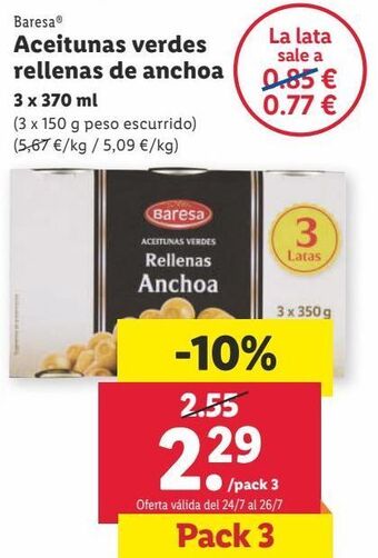 Lidl Aceitunas rellenas de anchoa baresa oferta