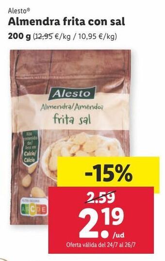 Lidl Almendras alesto oferta