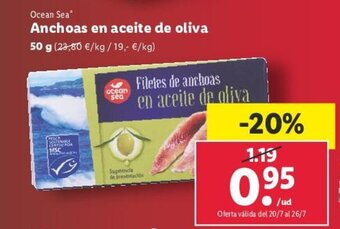 Lidl Ocean Sea* Anchoas en aceite de oliva oferta