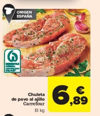 Carrefour Chuleta de pavo al ajillo Carrefour El kg oferta
