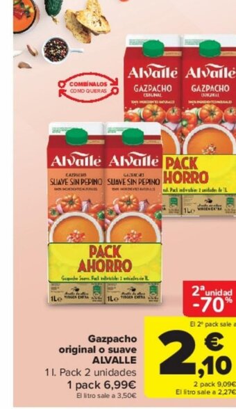 Carrefour Gazpacho original o suave ALVALLE oferta