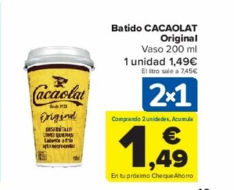 Carrefour Batido CACAOLAT Original oferta