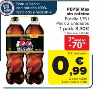 Carrefour PEPSI Max sin cafeína oferta