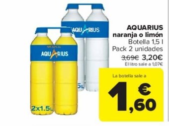 Carrefour AQUARIUS naranja o limón oferta