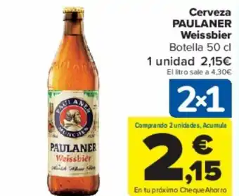 Carrefour Cerveza PAULANER Weissbier Botella 50 cl oferta