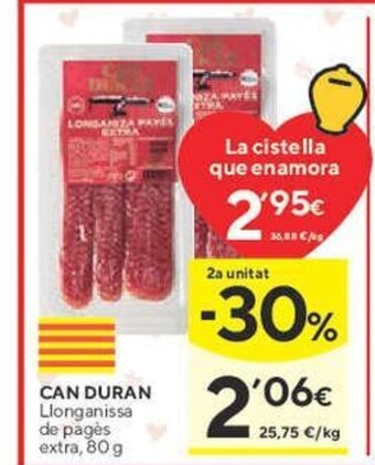 Caprabo CAN DURAN Llonganissa de pagès extra, 80 g oferta