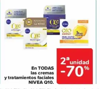 Carrefour EN TODAS las cremas y tratamientos faciales NIVEA Q10. oferta