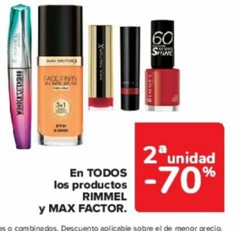 Carrefour EN TODOS los productos RIMMEL y MAX FACTOR. oferta