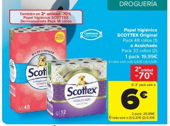 Carrefour Papel higiénico SCOTTEX Original Pack 48 rollos (1) oferta