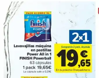 Carrefour Lavavajillas máquina en pastillas Power All in 1 FINISH Powerball oferta