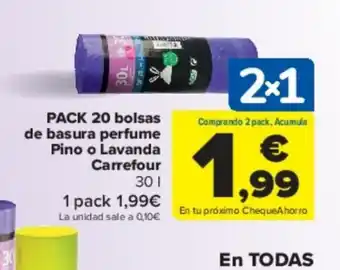 Carrefour PACK 20 bolsas de basura perfume Pino o Lavanda Carrefour 301 oferta