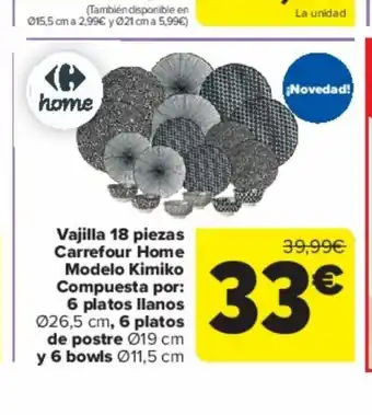Carrefour Vajilla 18 piezas Carrefour Home Modelo Kimiko oferta