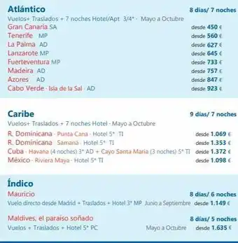 Viajes Tejedor Tenerife mp la palma ad lanzarote mp fuerteventura mp atlántico vuelos + traslados + 7 noches hotel/apt 3/4* - mayo a oc oferta