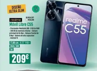 PCBox Diseño ultra slim real207 realme creal200 móvil libre c55 -procesador mediatek g88-8 gb de ram -256 gb de memoria interna- oferta