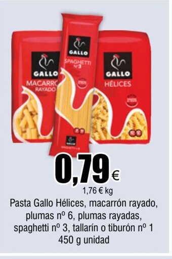 FROIZ Pasta Gallo Hélices, macarrón rayado, plumas nº 6, plumas rayadas, spaghetti n° 3, tallarín o tiburón nº 1 450 g unidad oferta