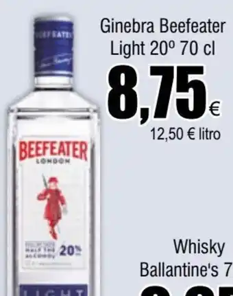 Ginebra Beefeater Light 20° 70 cl