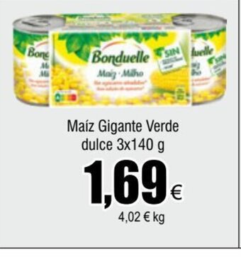 FROIZ Maíz Gigante Verde dulce 3x140 g oferta
