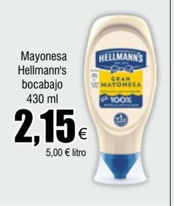 FROIZ Mayonesa Hellmann's bocabajo 430 ml oferta