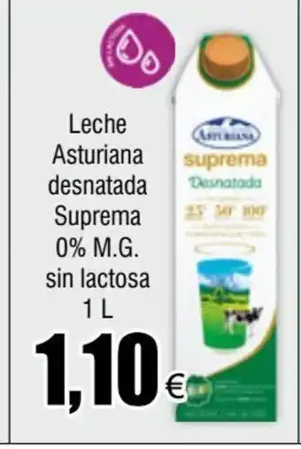 FROIZ Leche Asturiana desnatada Suprema 0% M.G. sin lactosa 1 L oferta