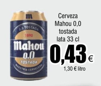 FROIZ Cerveza Mahou 0,0 tostada lata 33 cl oferta