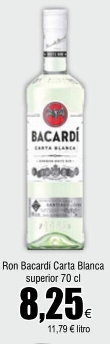 FROIZ Ron Bacardí Carta Blanca superior 70 cl oferta