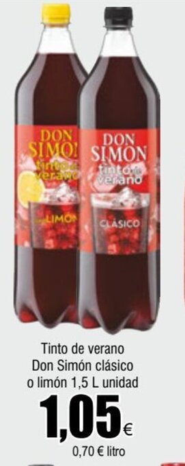 FROIZ Tinto de verano Don Simón clásico o limón 1,5 L unidad oferta