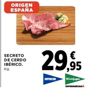 Hipercor SECRETO DE CERDO IBÉRICO. Kg. oferta