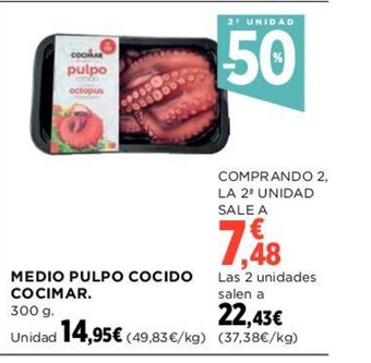 Hipercor MEDIO PULPO COCIDO COCIMAR. oferta