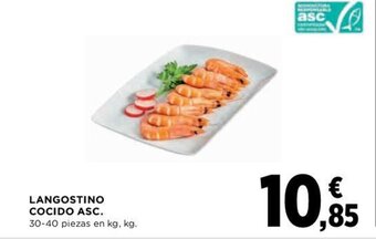 Hipercor LANGOSTINO COCIDO ASC. 30-40 piezas en kg, kg. oferta