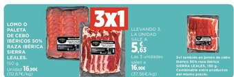 Hipercor LOMO O PALETA DE CEBO IBÉRICOS 50% RAZA IBÉRICA SIERRA LEALES. oferta