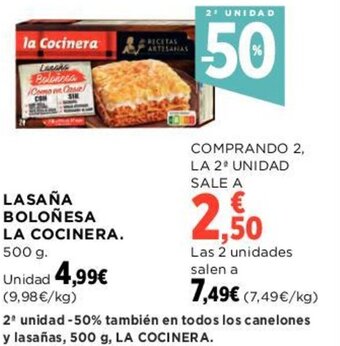 Hipercor LASAÑA BOLOÑESA LA COCINERA. 500 g. oferta