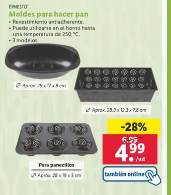 Lidl ERNESTO Moldes para hacer pan oferta