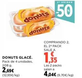 Hipercor DONUTS GLACÉ. ack de 4 unidades, 208 g. oferta
