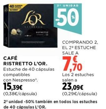 Hipercor CAFÉ RISTRETTO L'OR. oferta