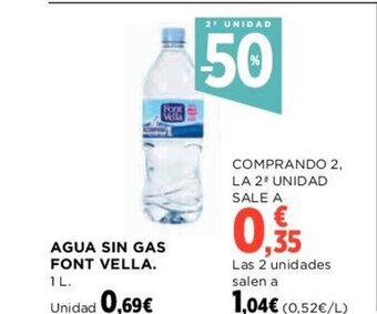 Hipercor AGUA SIN GAS FONT VELLA. oferta