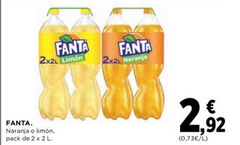 Hipercor FANTA. Naranja o limón, pack de 2 x 2 L. oferta