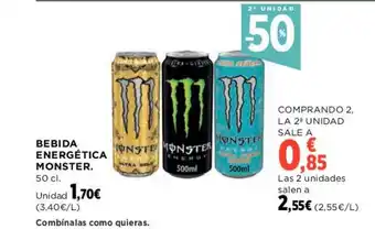 Hipercor BEBIDA ENERGÉTICA MONSTER. 50 cl. oferta