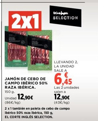 Hipercor JAMÓN DE CEBO DE CAMPO IBÉRICO 50% RAZA IBÉRICA. oferta