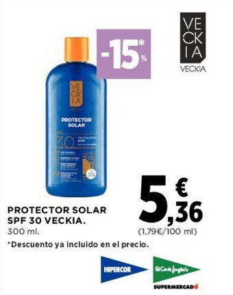 Hipercor PROTECTOR SOLAR SPF 30 VECKIA. oferta