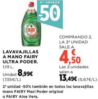 Hipercor LAVAVAJILLAS A MANO FAIRY ULTRA PODER. 1,19 L. oferta