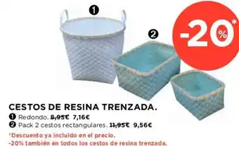 Hipercor CESTOS DE RESINA TRENZADA. oferta