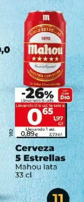Dia Cerveza 5 Estrellas Mahou lata oferta